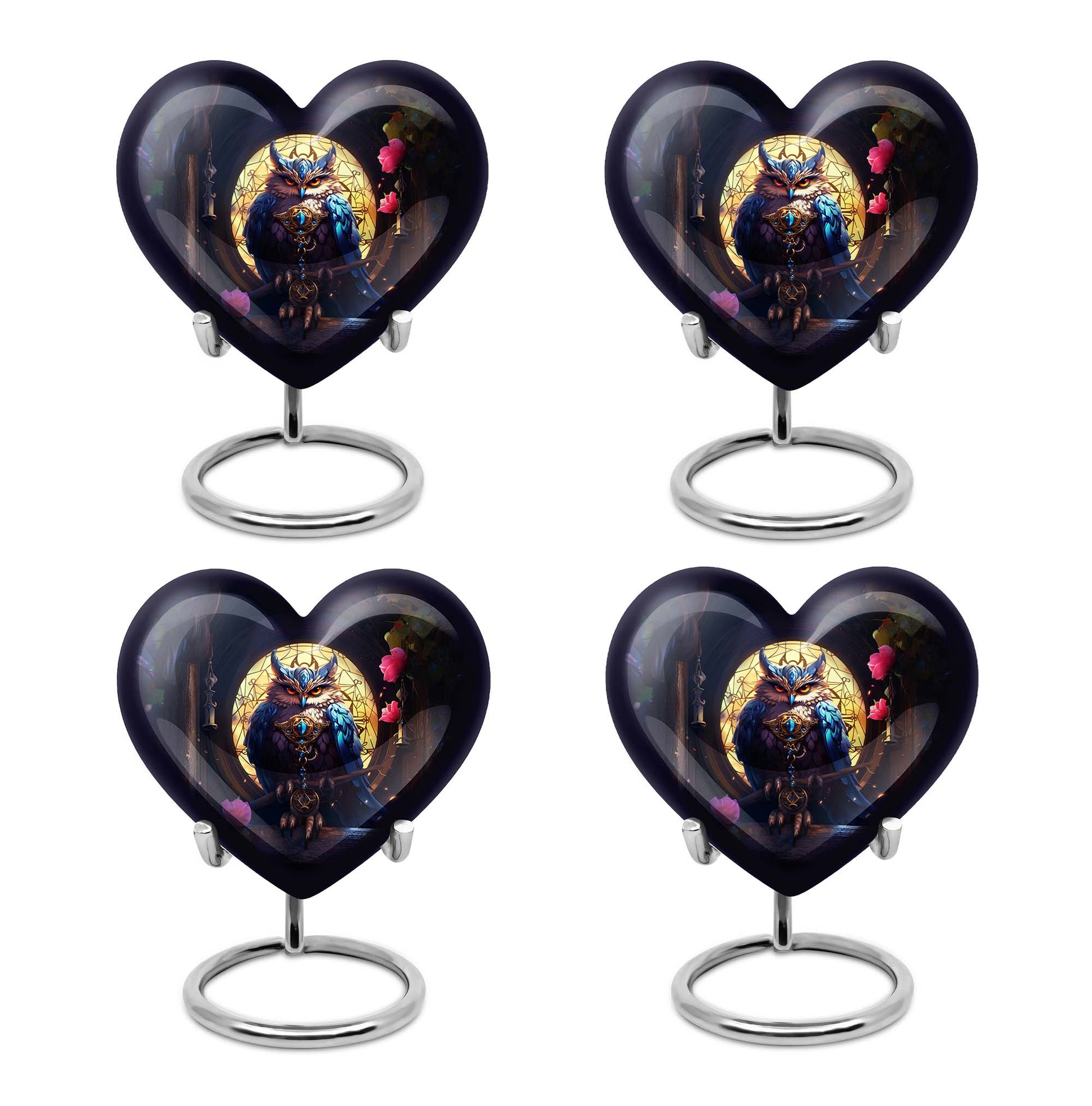 Heart Shape Owl Urn Keepsake Urn Pack of 4