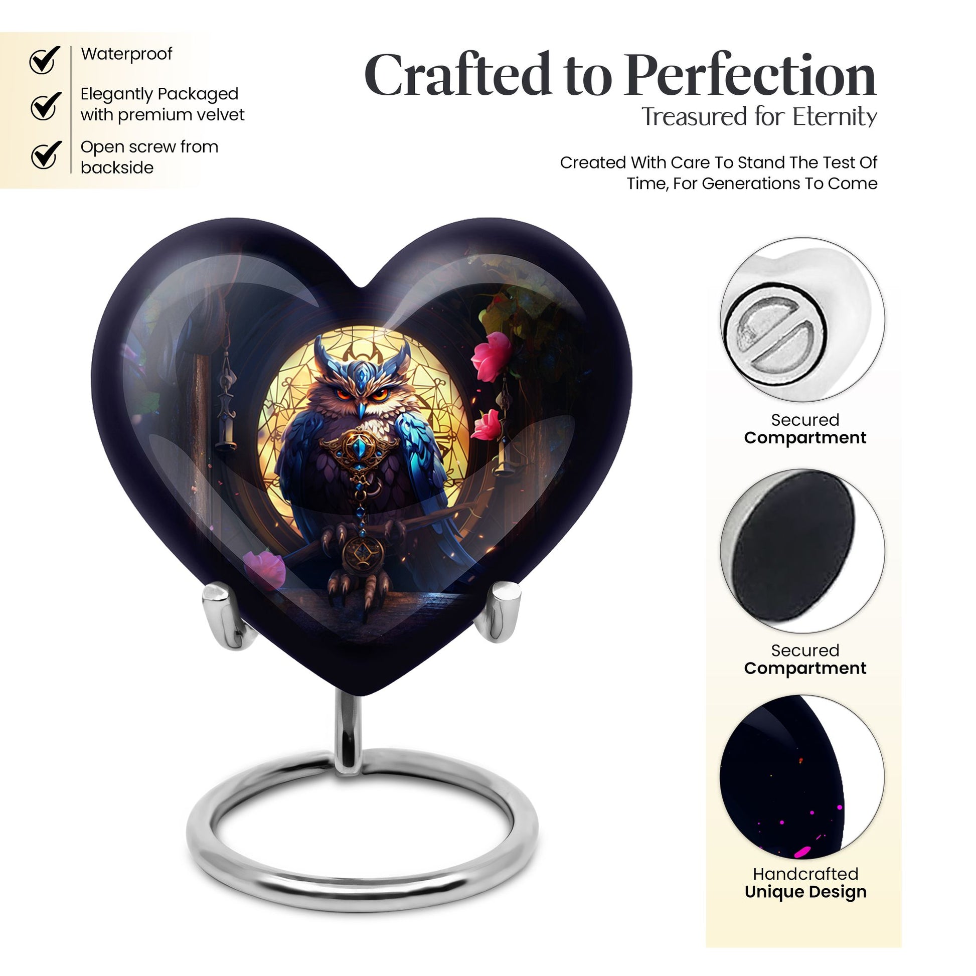 Heart Shape Owl Urn Keepsake 3 Inch