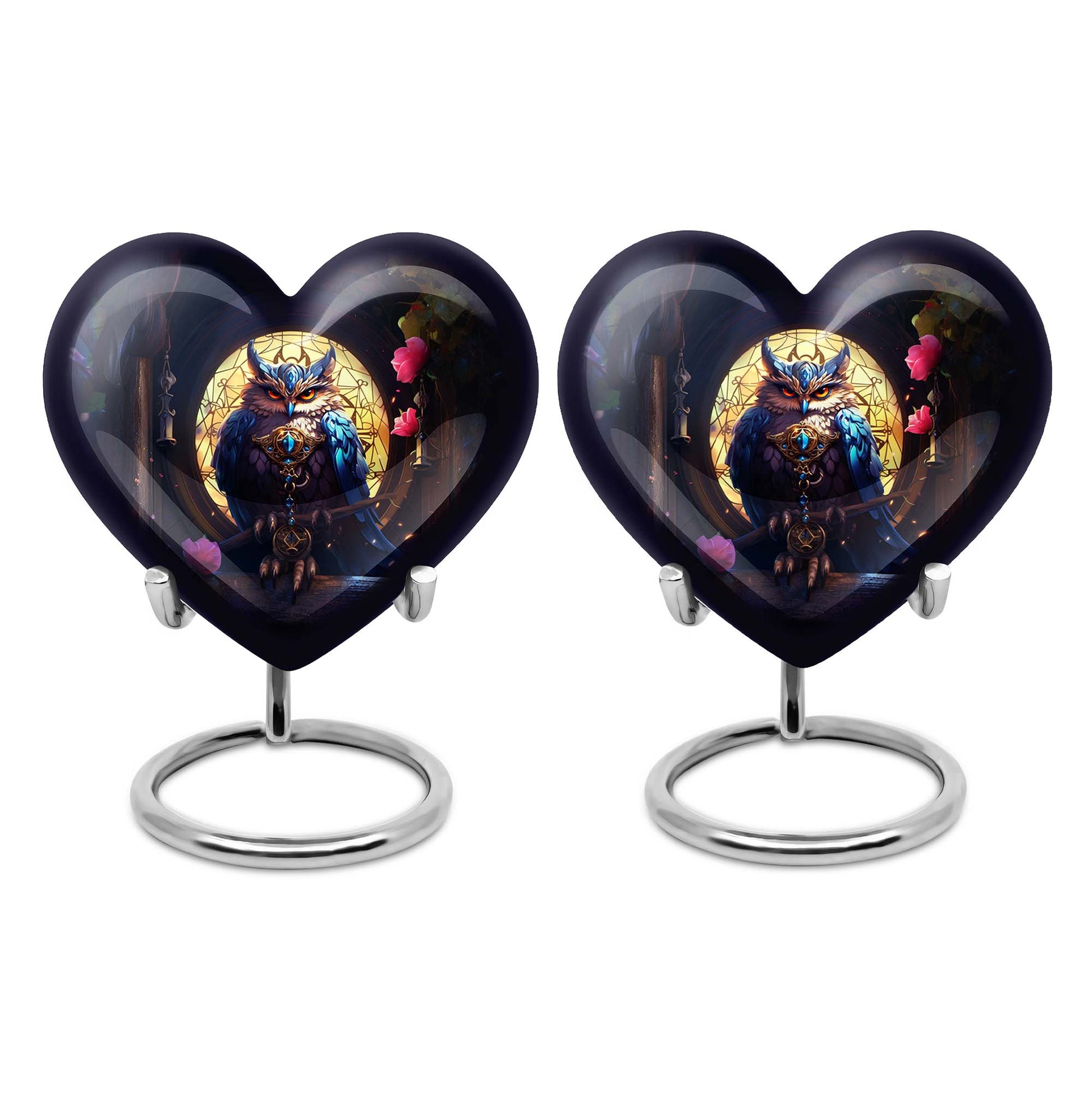 Heart Shape Owl Urn Keepsake Urn Pack of 2