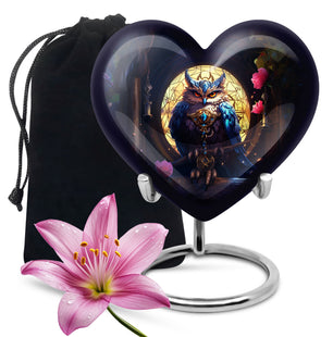 Heart Shape Owl Urn Large 10 Inch