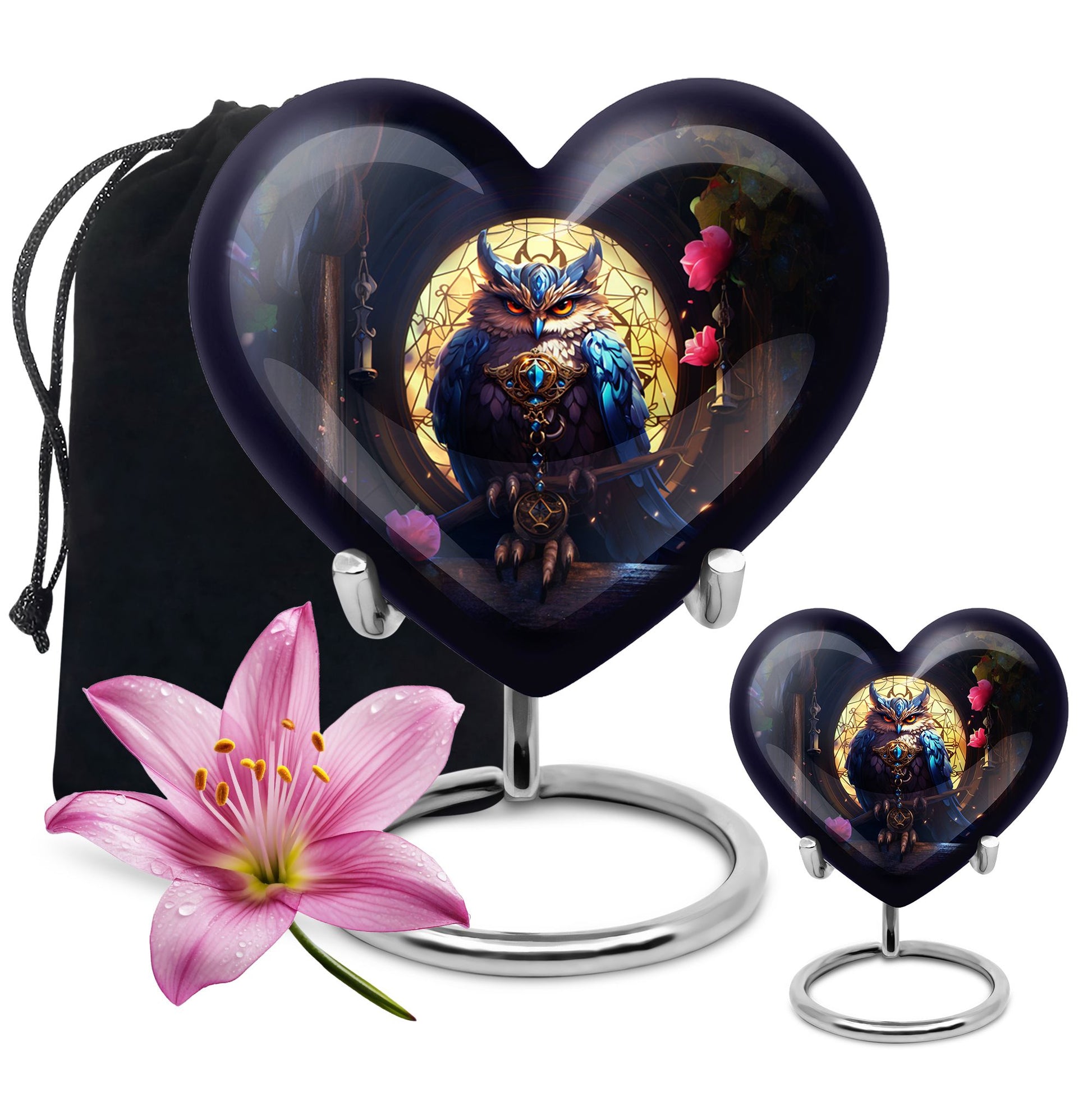 Heart Shape Owl Urn Large Urn With 1 Keepsake Urn