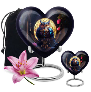 Heart Shape Owl Urn Large Urn With 1 Keepsake Urn