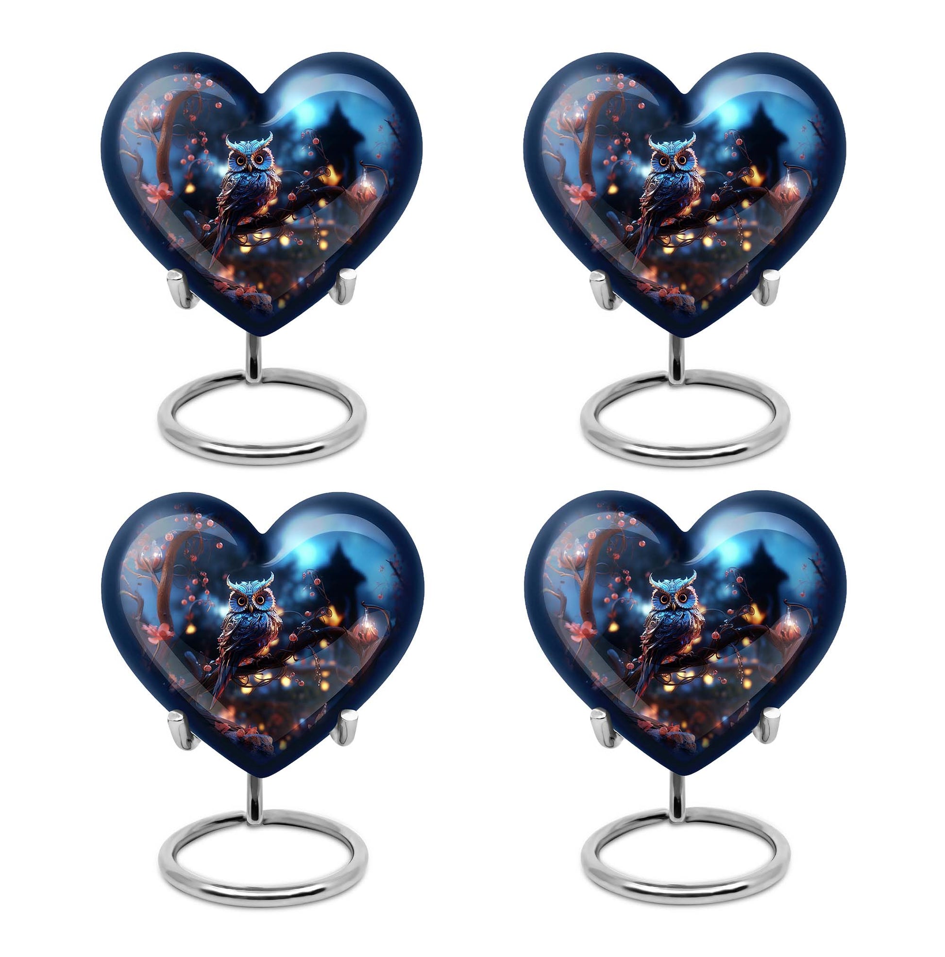 Heart Shape Owl Urn Keepsake Urn Pack of 4
