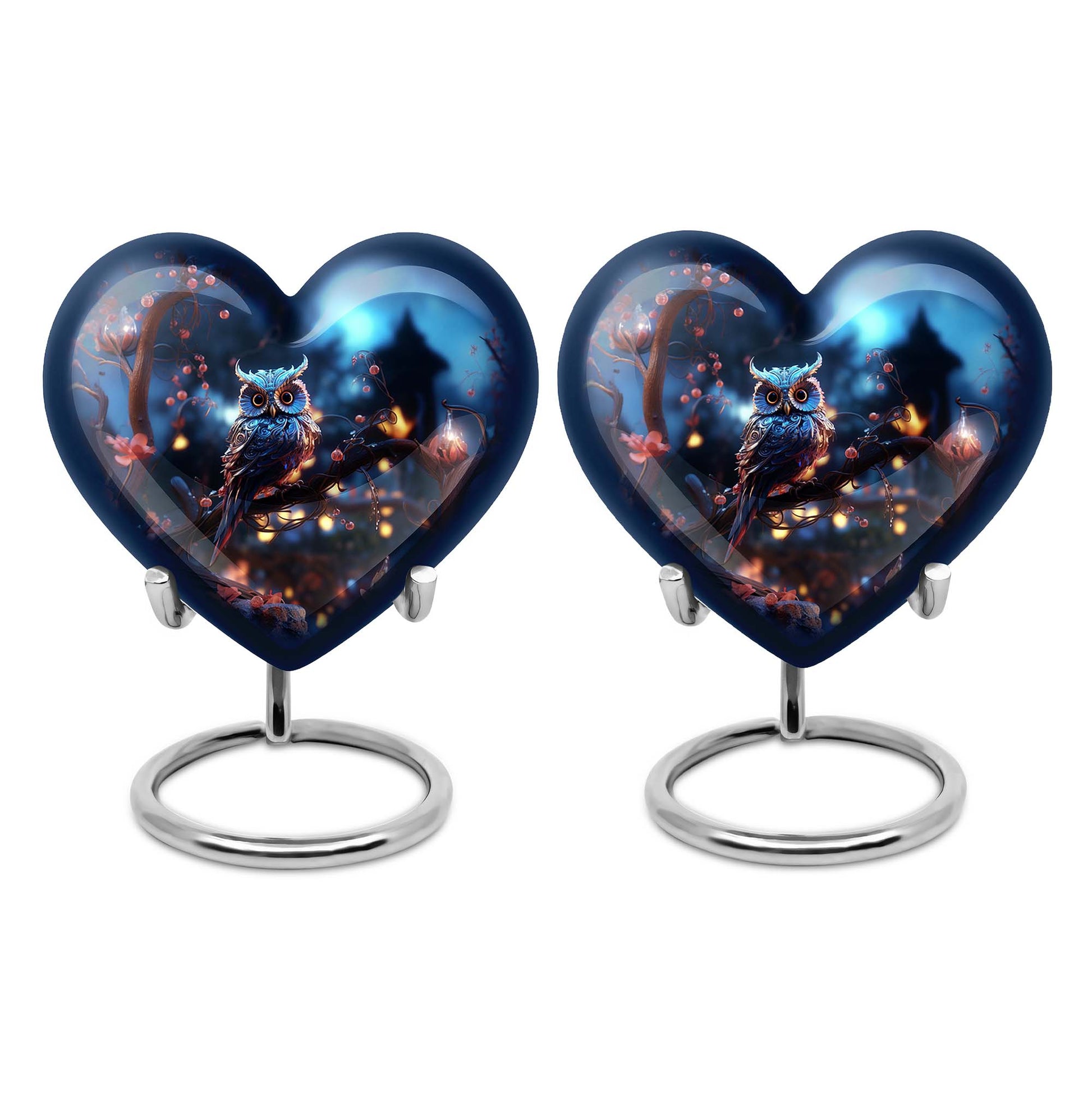 Heart Shape Owl Urn Keepsake Urn Pack of 2