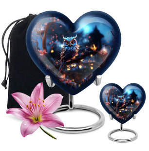 Heart Shape Owl Urn Large Urn With 1 Keepsake Urn