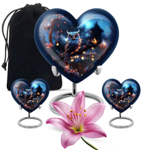 Heart Shape Owl Urn Large Urn With 2 Keepsake Urn