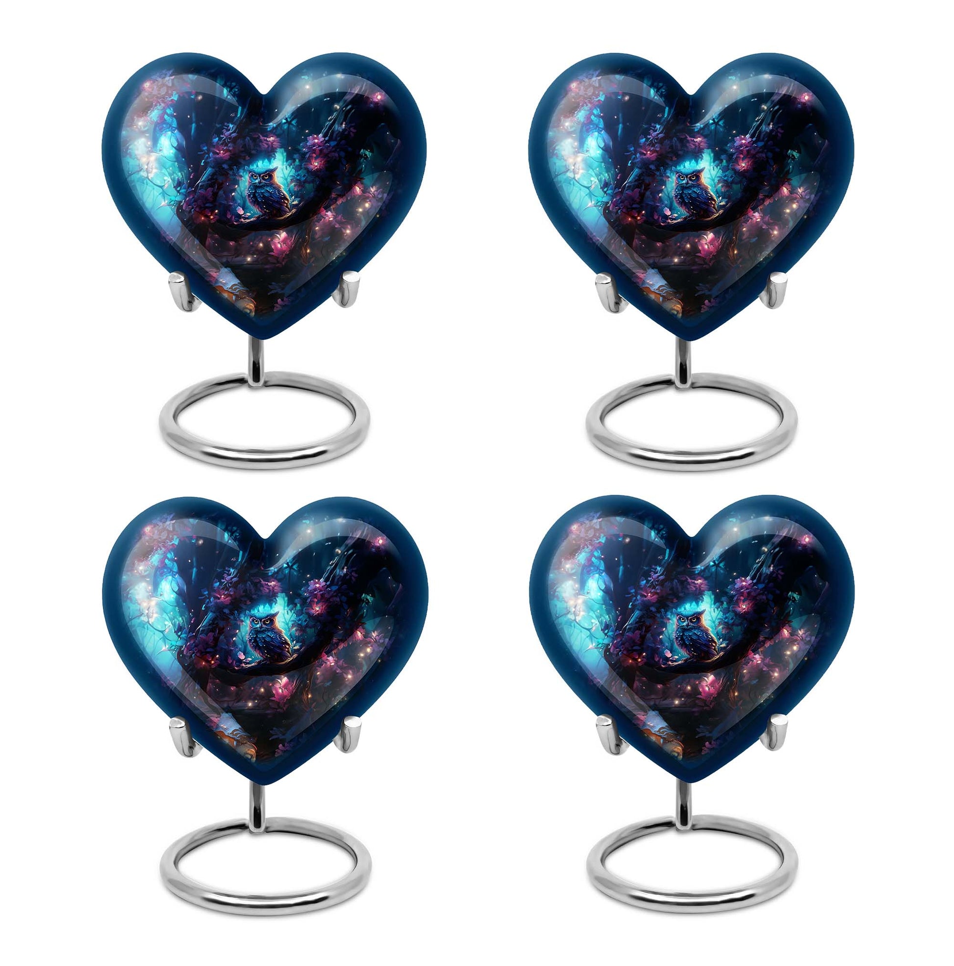 Heart Shape Owl Urn Keepsake Urn Pack of 4