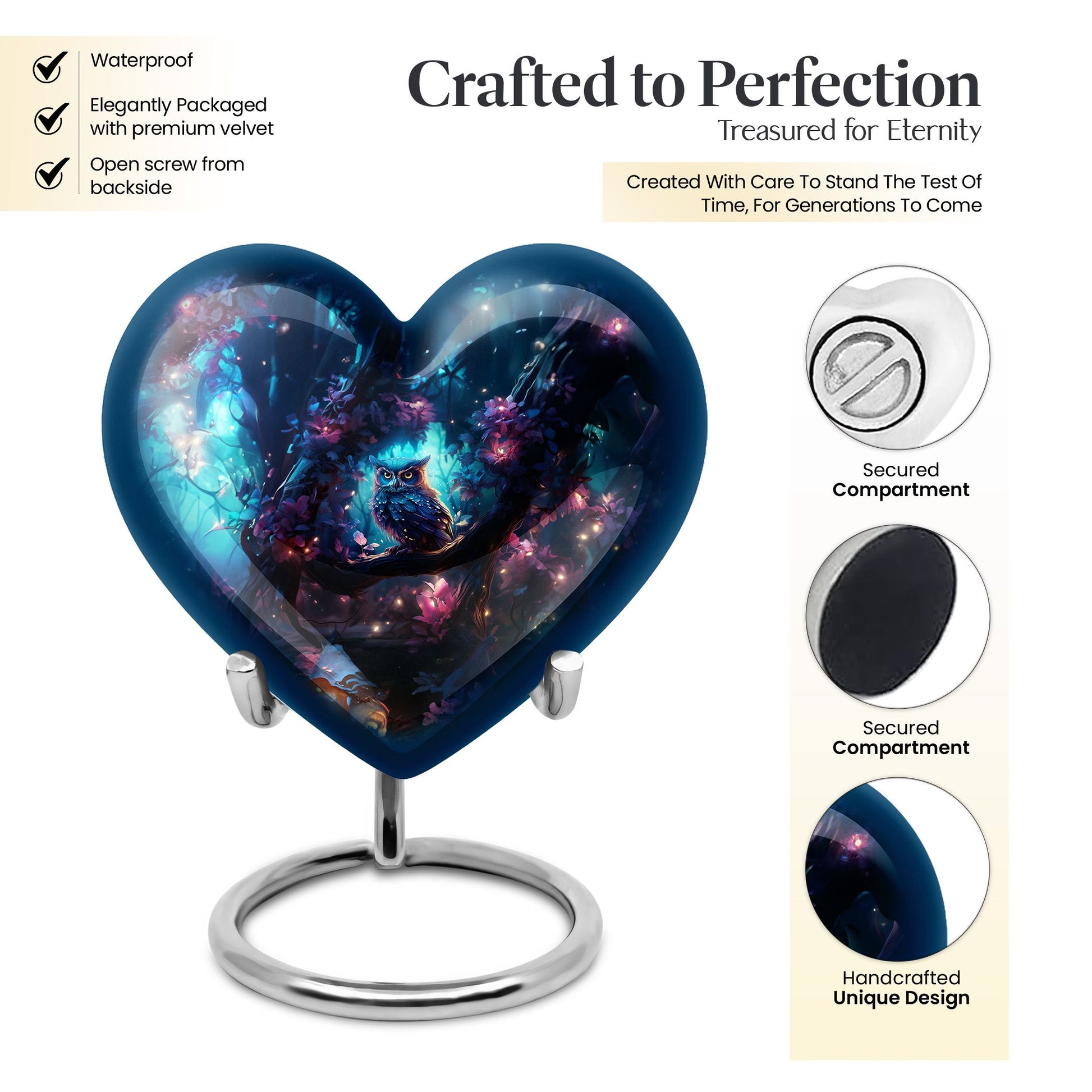 Heart Shape Owl Urn Keepsake 3 Inch