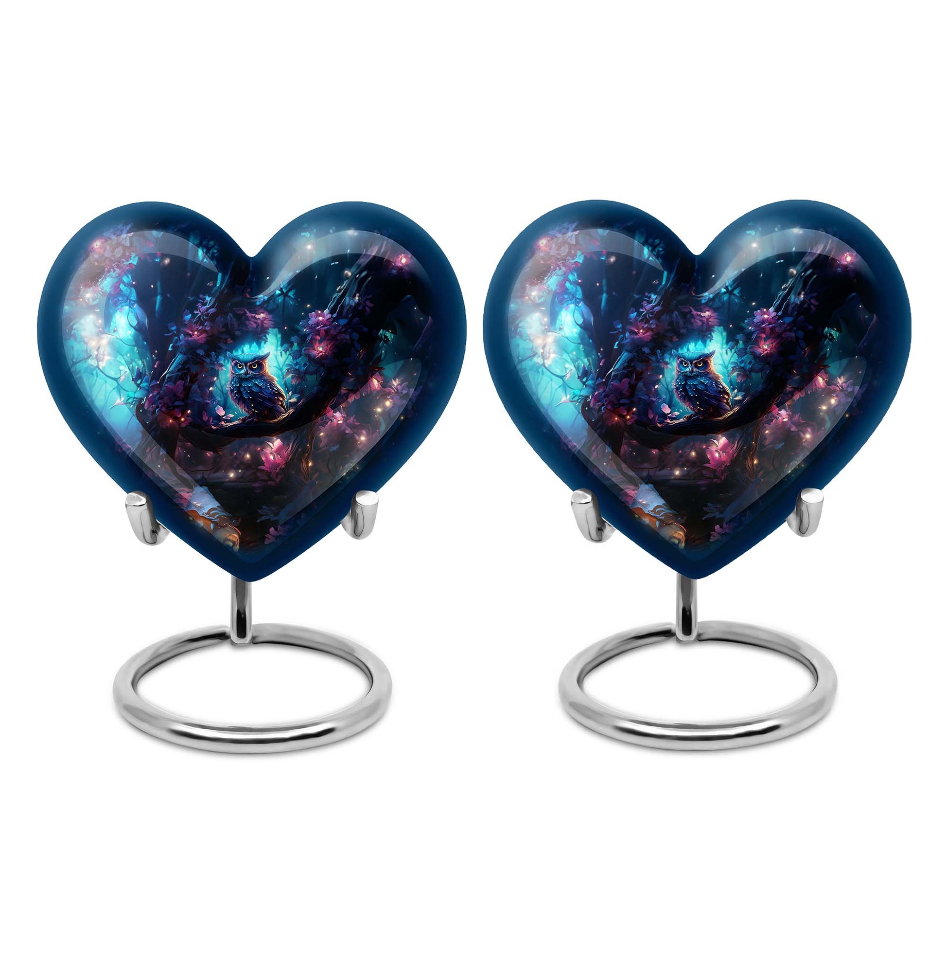 Heart Shape Owl Urn Keepsake Urn Pack of 2