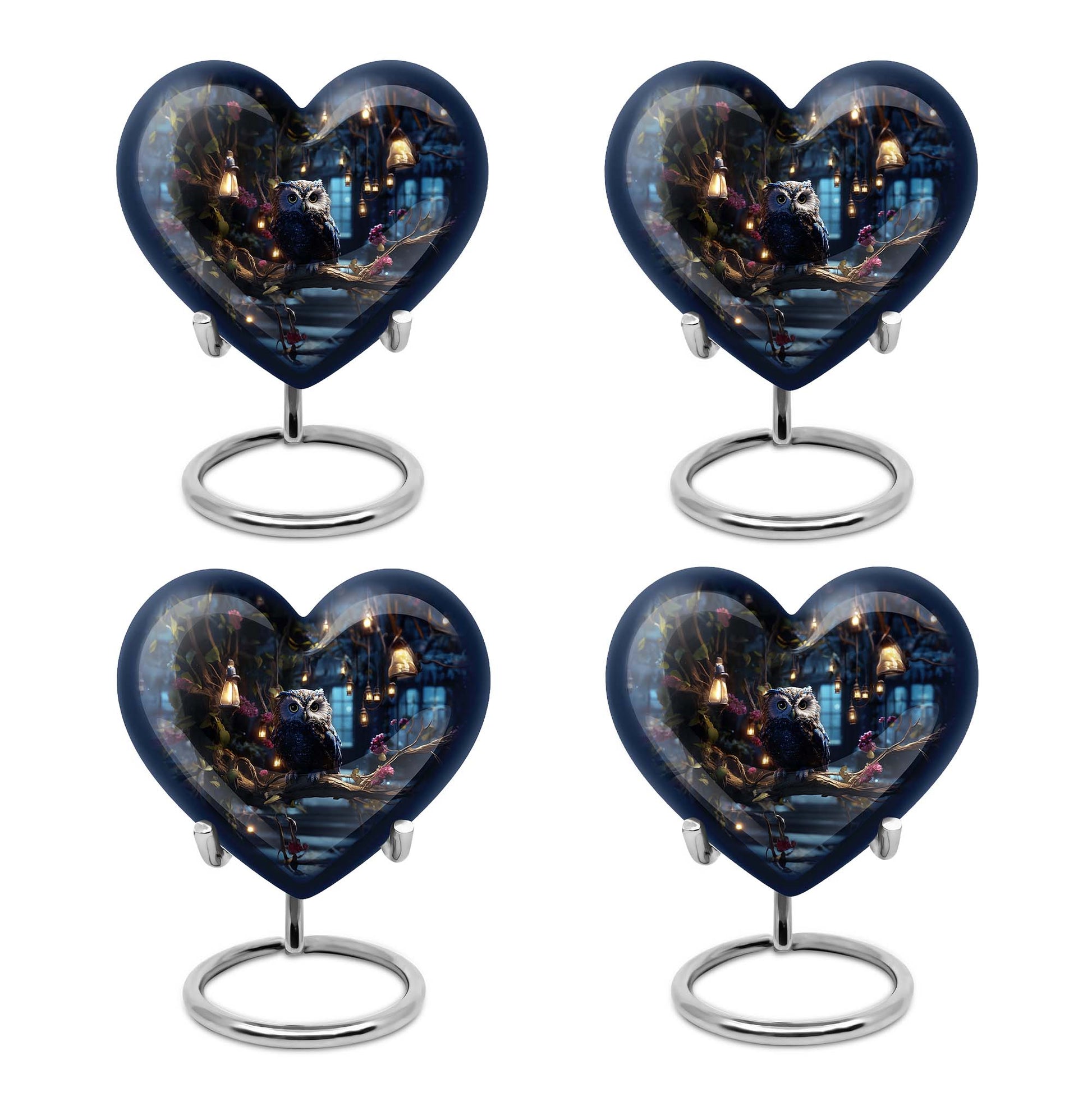 Heart Shape Owl Urn Keepsake Urn Pack of 4