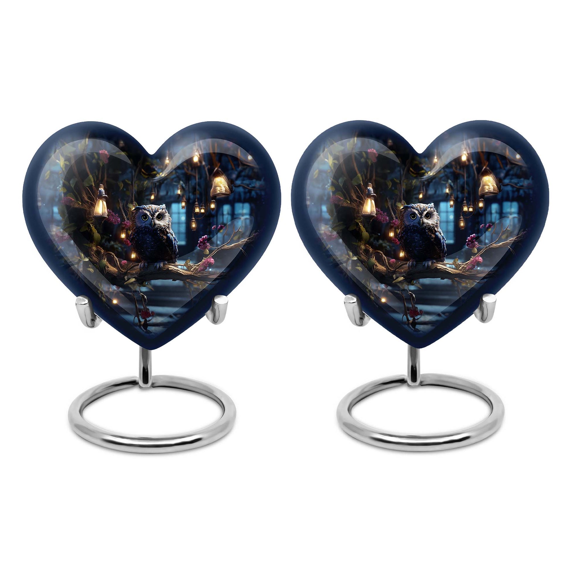 Heart Shape Owl Urn Keepsake Urn Pack of 2