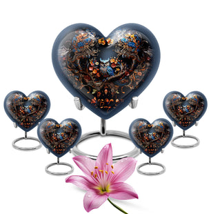Heart Shape Owl Urn Large Urn With 4 Keepsake Urn