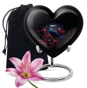 Heart Shape Owl Urn Large 10 Inch