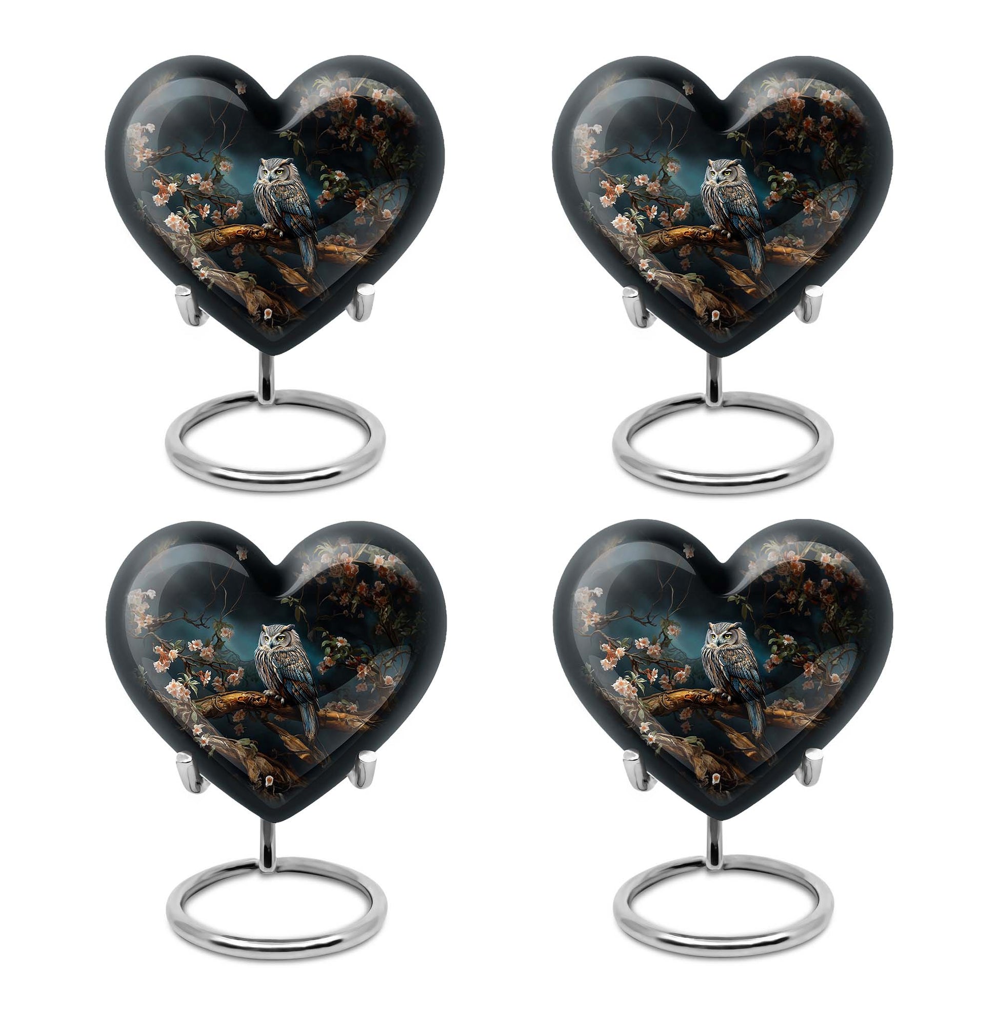 Heart Shape Owl Urn Keepsake Urn Pack of 4