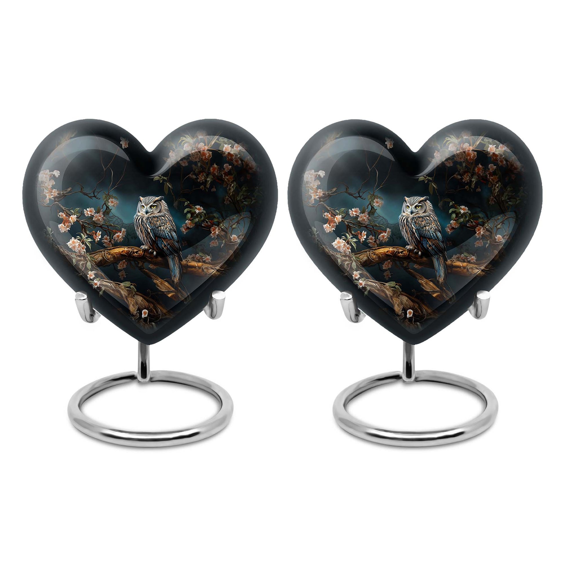 Heart Shape Owl Urn Keepsake Urn Pack of 2