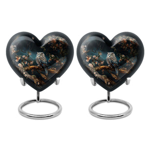 Heart Shape Owl Urn Keepsake Urn Pack of 2