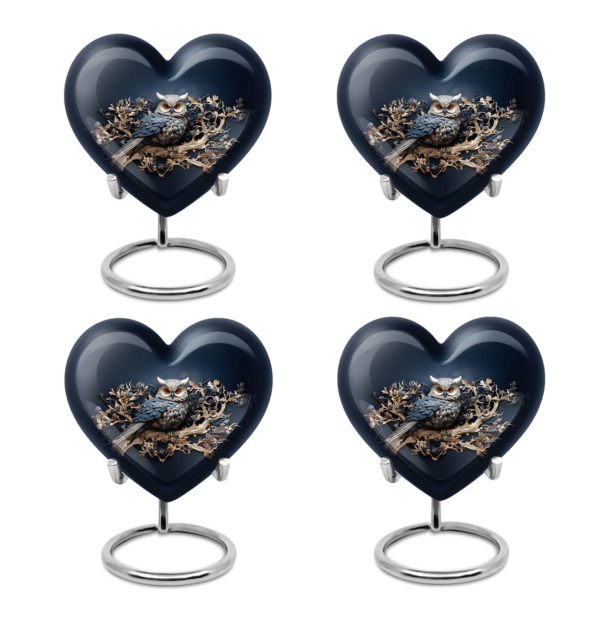 Heart Shape Owl Urn Keepsake Urn Pack of 4
