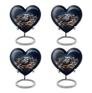 Heart Shape Owl Urn Keepsake Urn Pack of 4