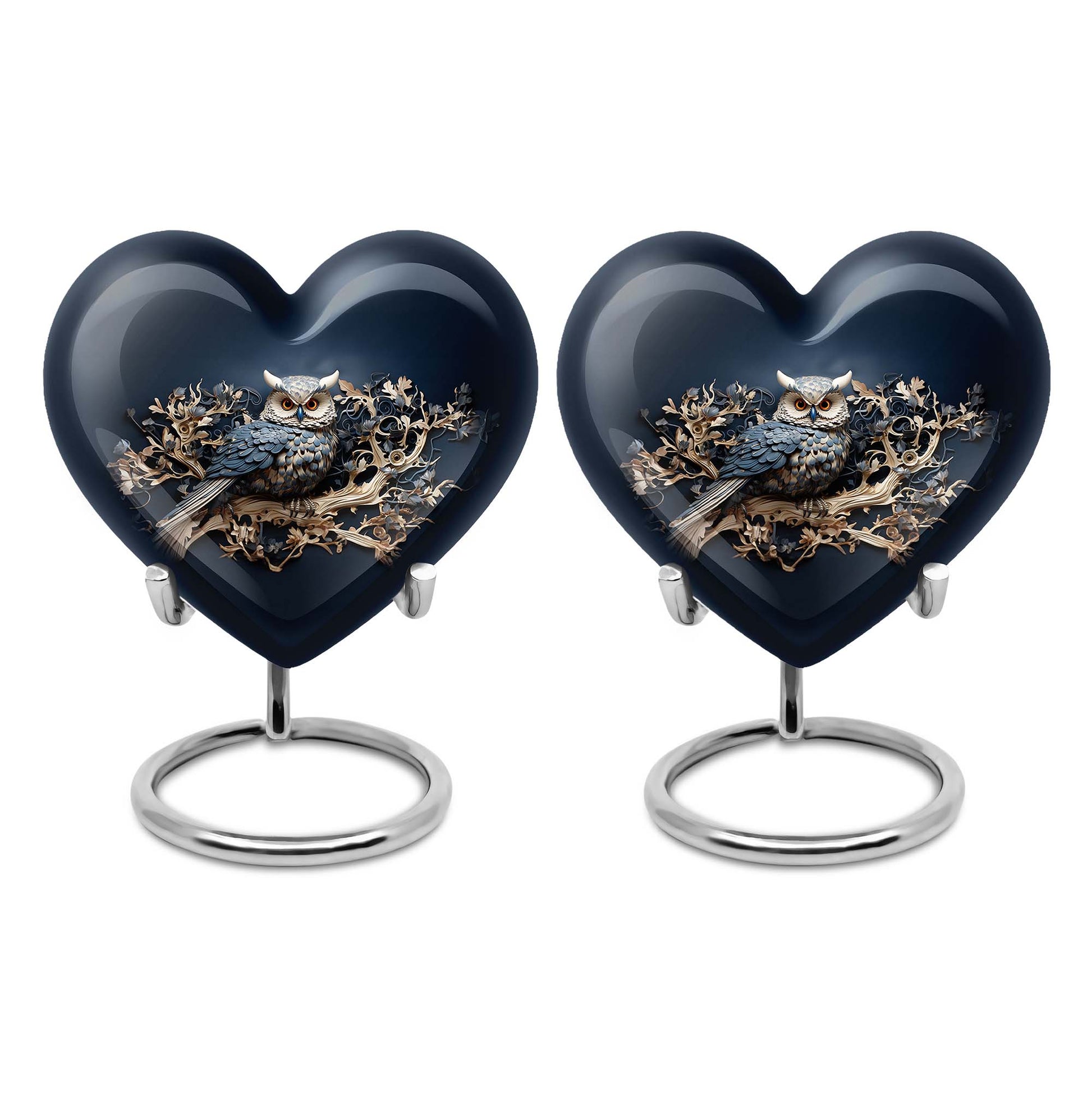 Heart Shape Owl Urn Keepsake Urn Pack of 2