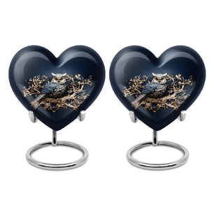 Heart Shape Owl Urn Keepsake Urn Pack of 2