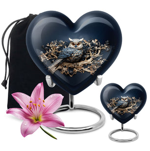 Heart Shape Owl Urn Large Urn With 1 Keepsake Urn