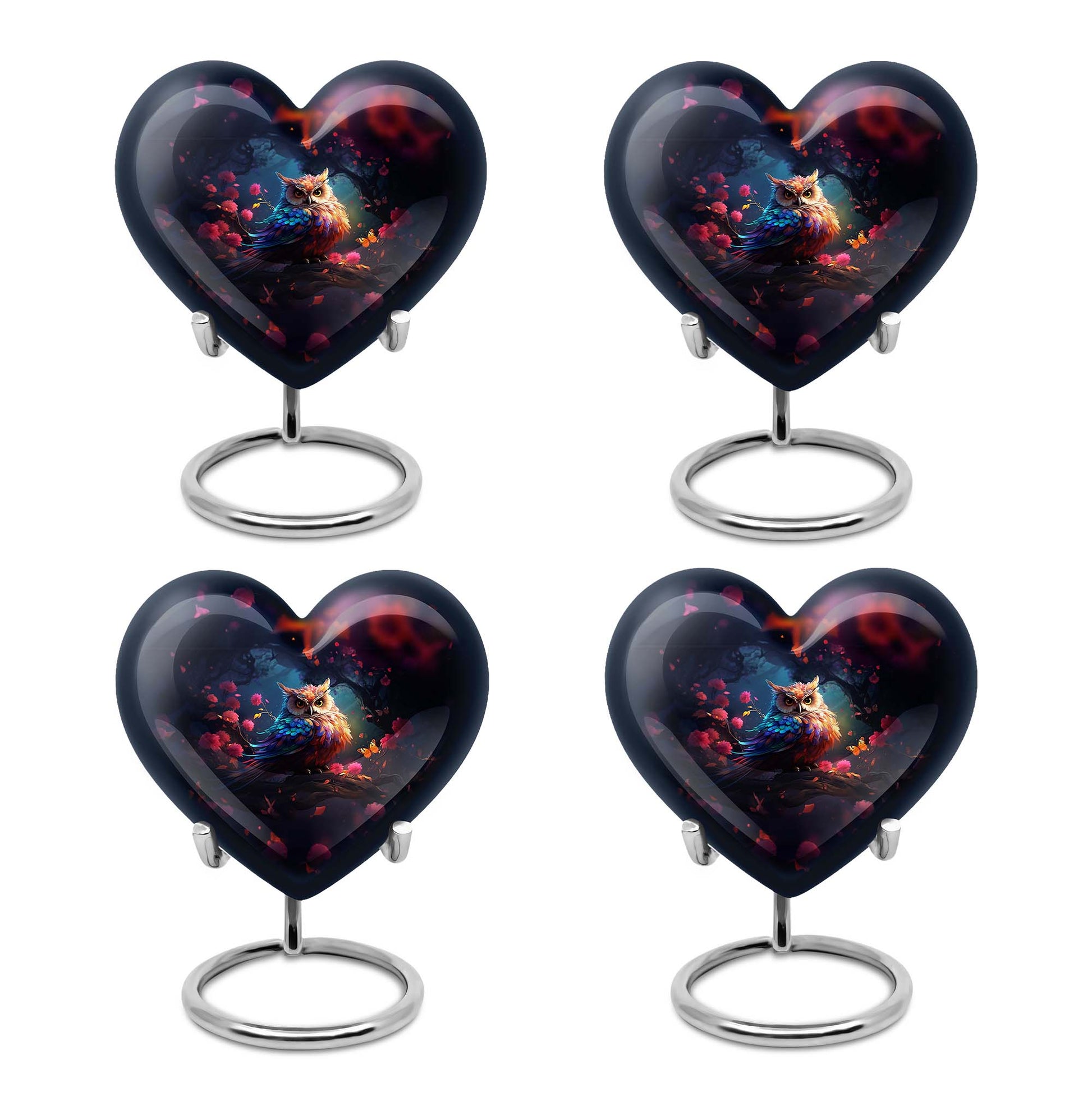 Heart Shape Owl Urn Keepsake Urn Pack of 4
