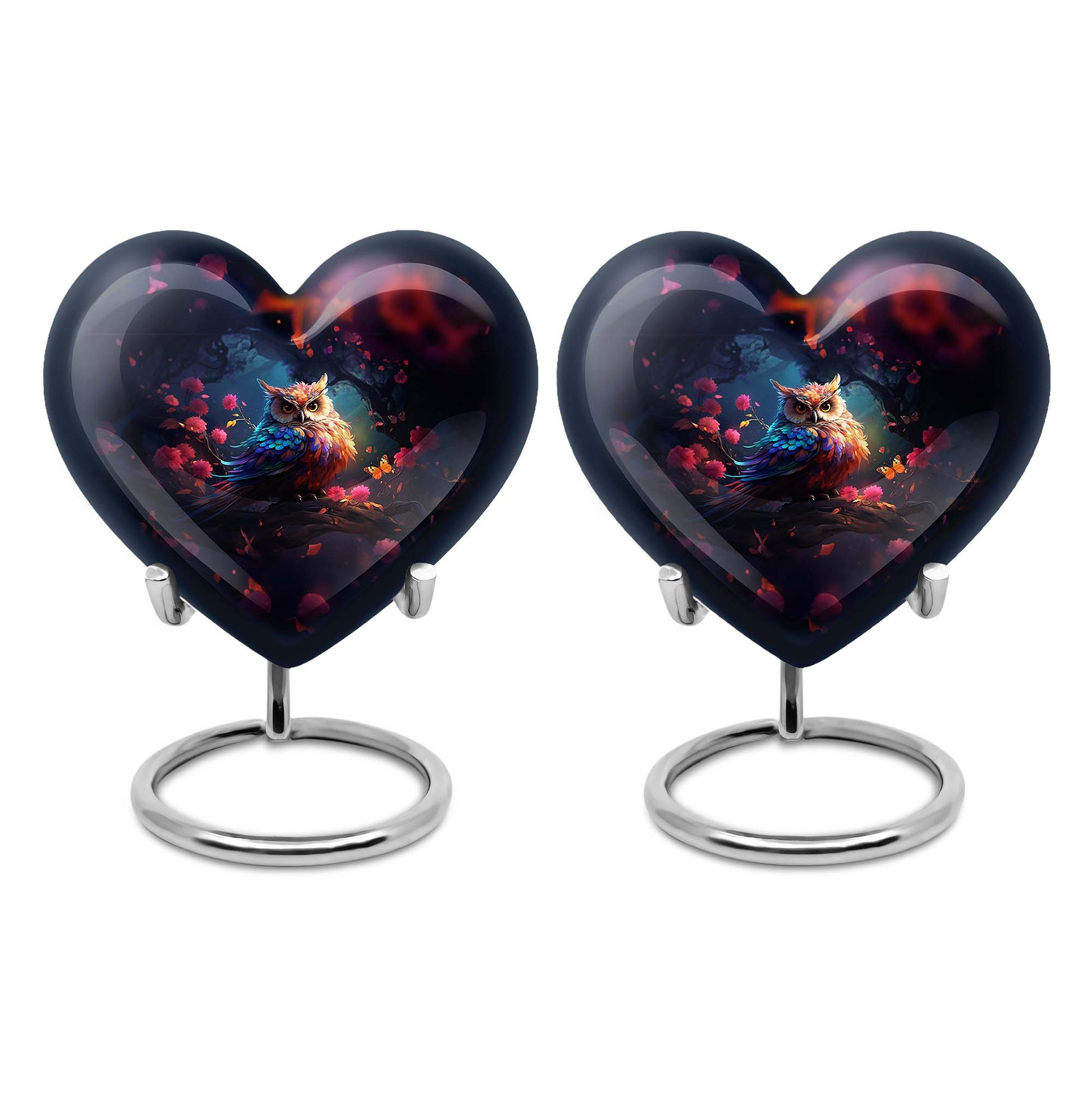 Heart Shape Owl Urn Keepsake Urn Pack of 2