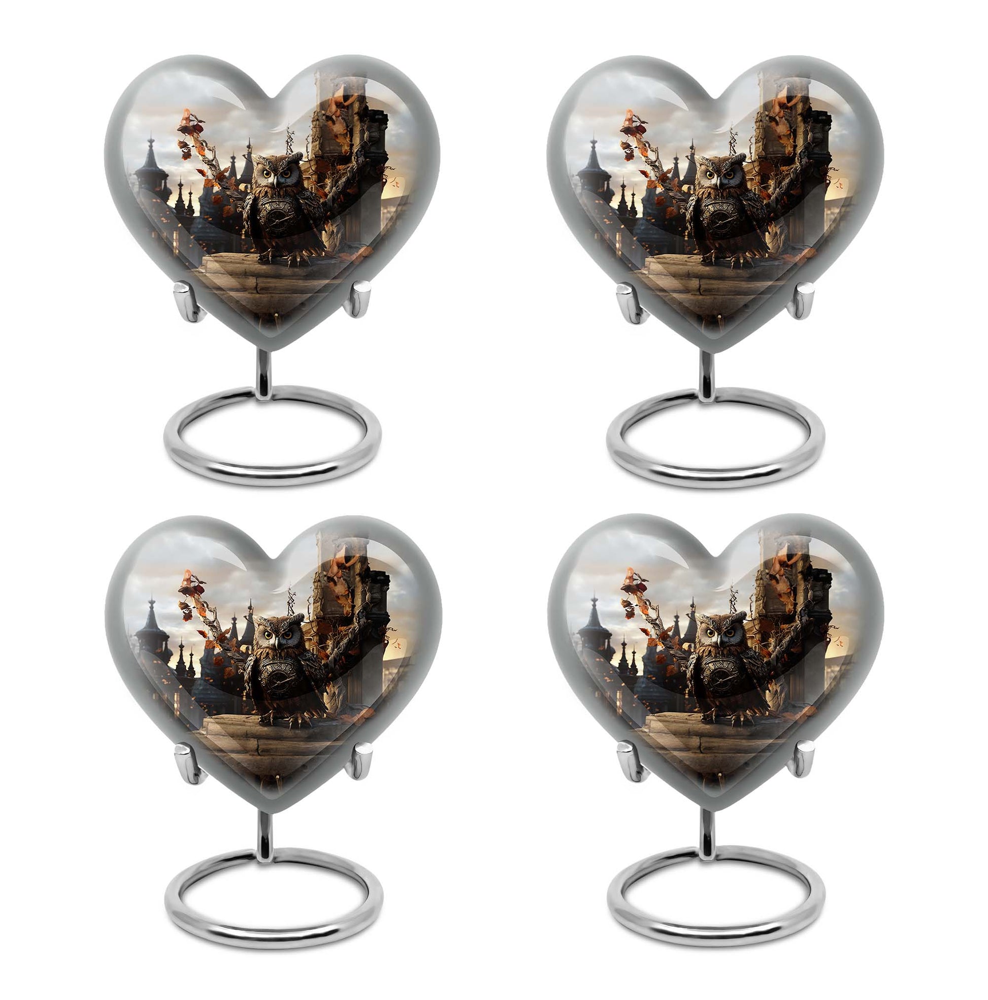 Heart Shape Owl Urn Keepsake Urn Pack of 4