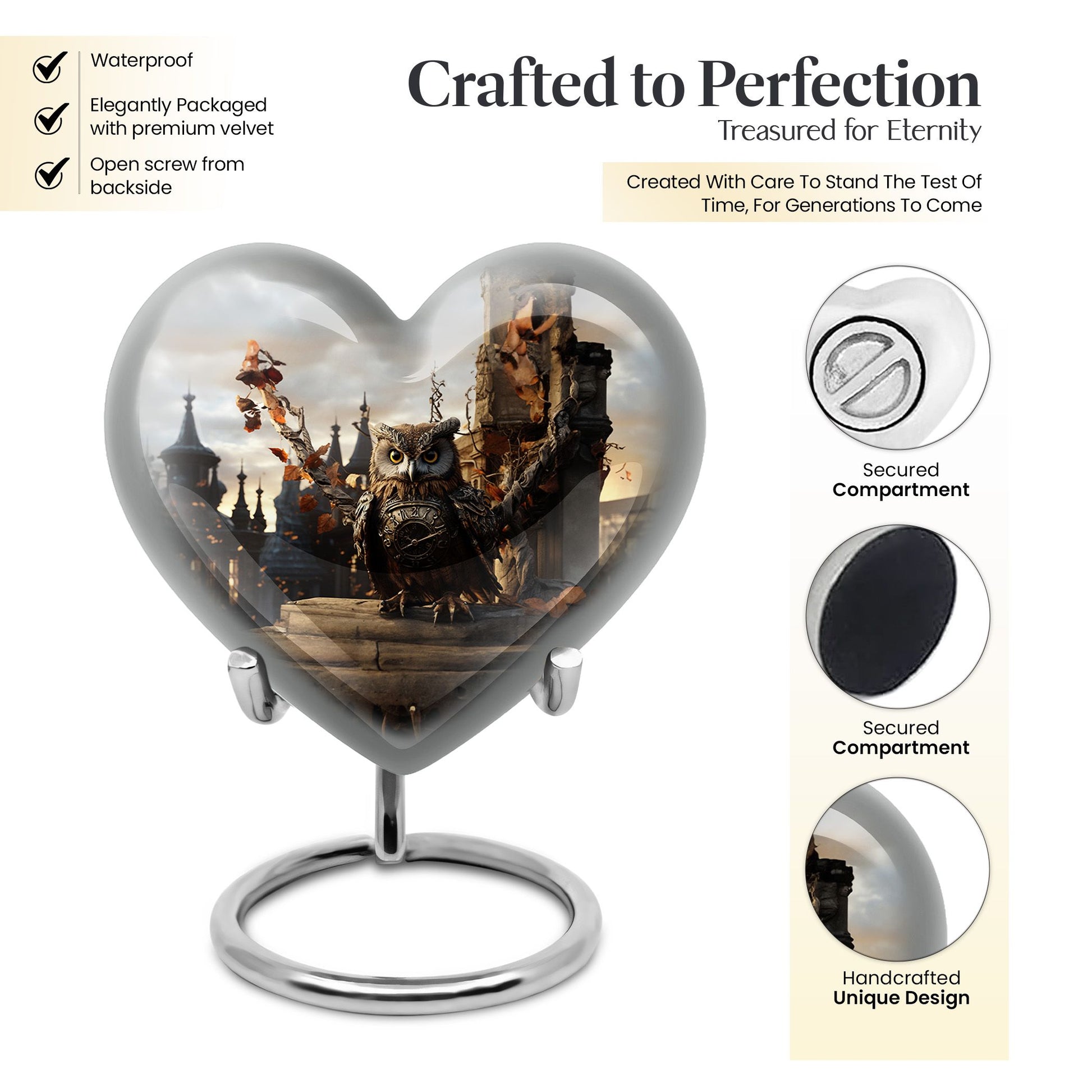 Heart Shape Owl Urn Keepsake 3 Inch