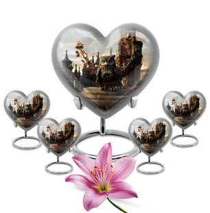 Heart Shape Owl Urn Large Urn With 4 Keepsake Urn
