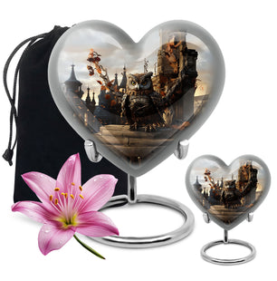 Heart Shape Owl Urn Large Urn With 1 Keepsake Urn