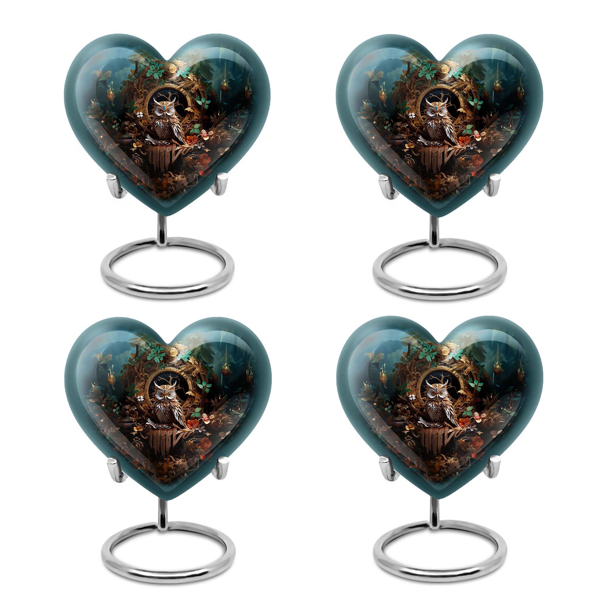 Heart Shape Owl Urn Keepsake Urn Pack of 4