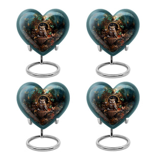Heart Shape Owl Urn Keepsake Urn Pack of 4