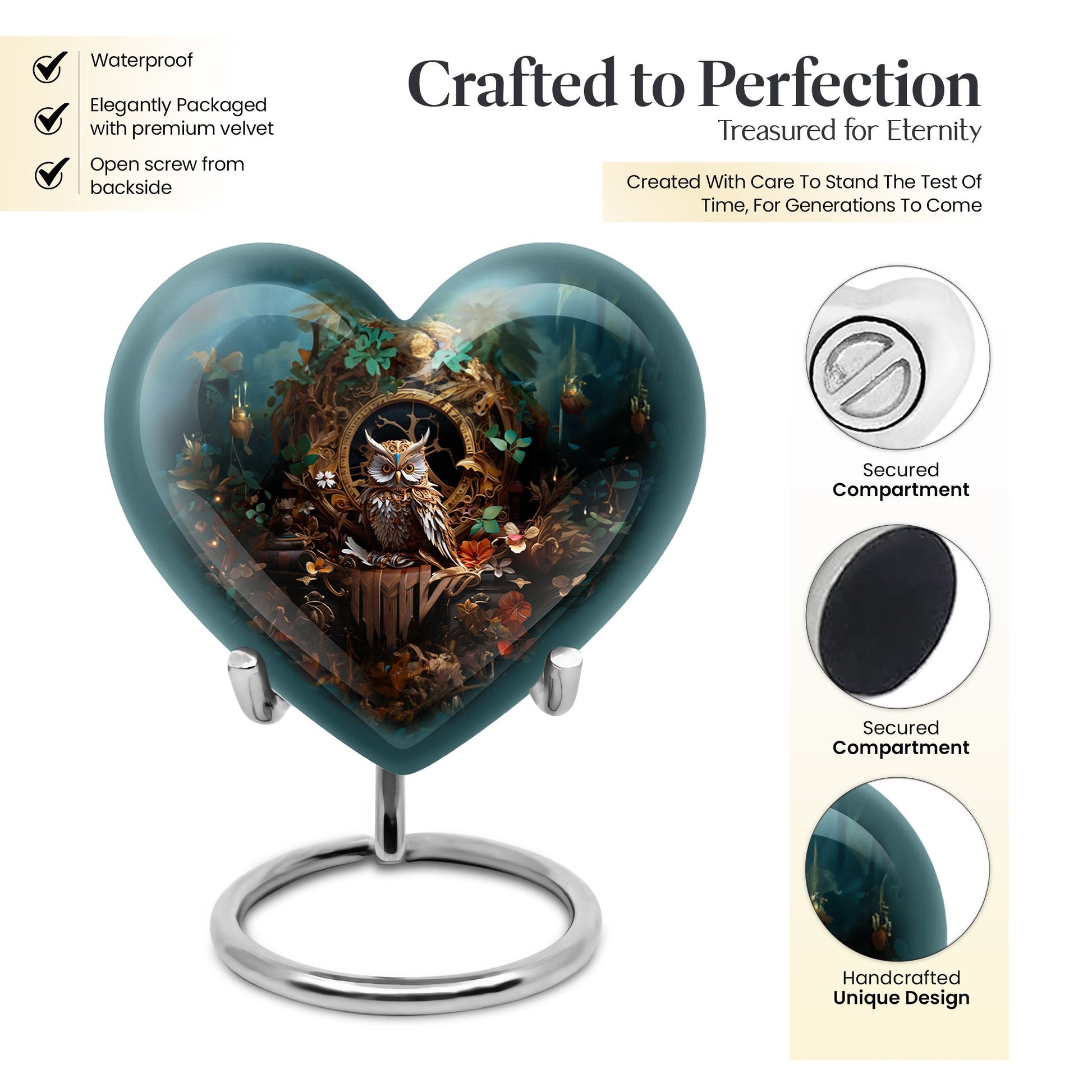 Heart Shape Owl Urn Keepsake 3 Inch