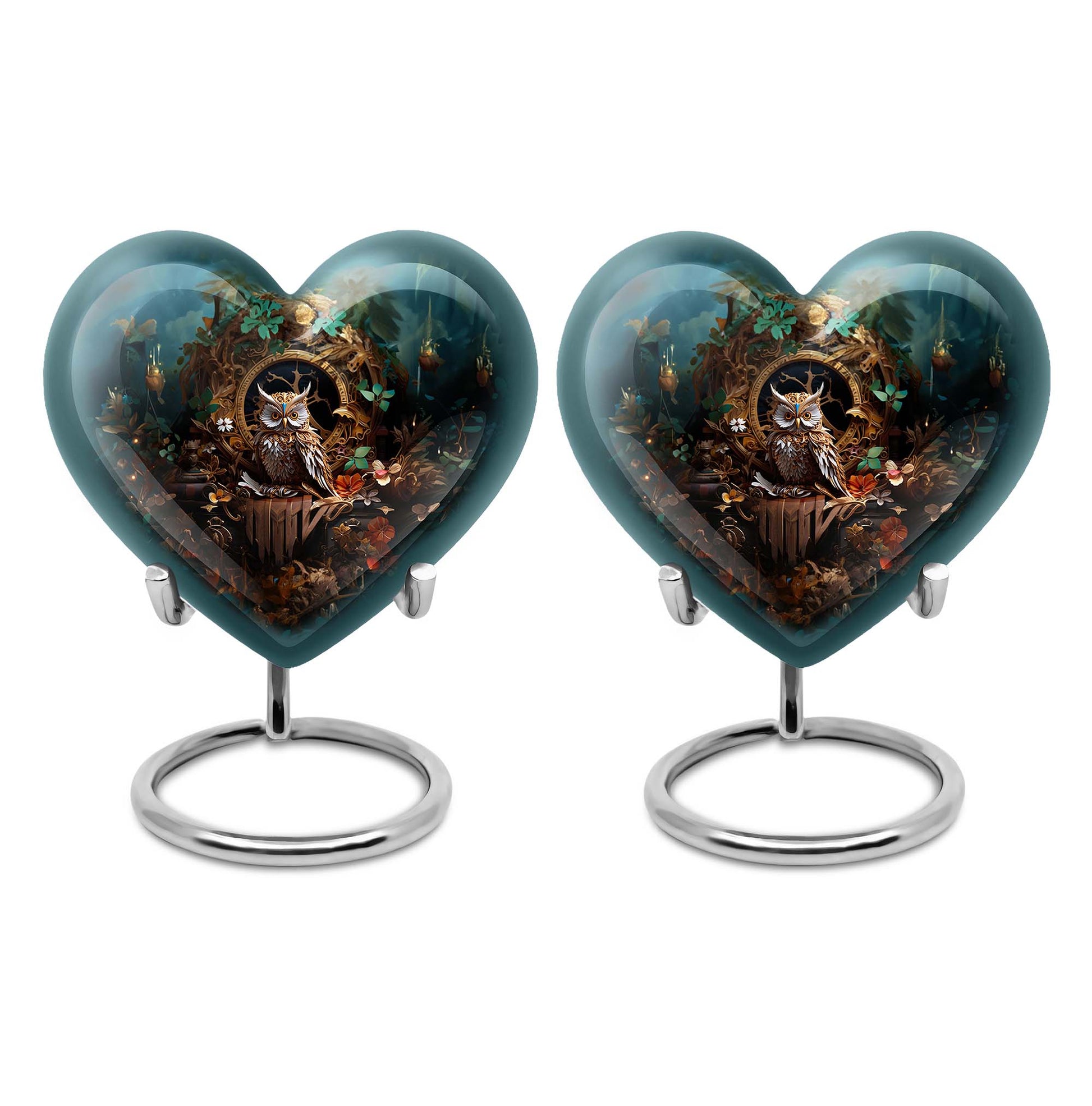 Heart Shape Owl Urn Keepsake Urn Pack of 2