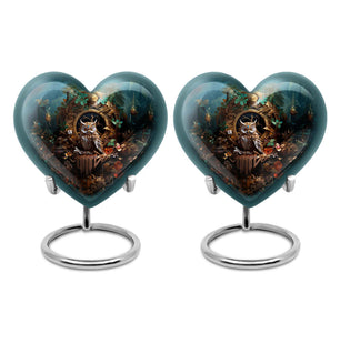 Heart Shape Owl Urn Keepsake Urn Pack of 2