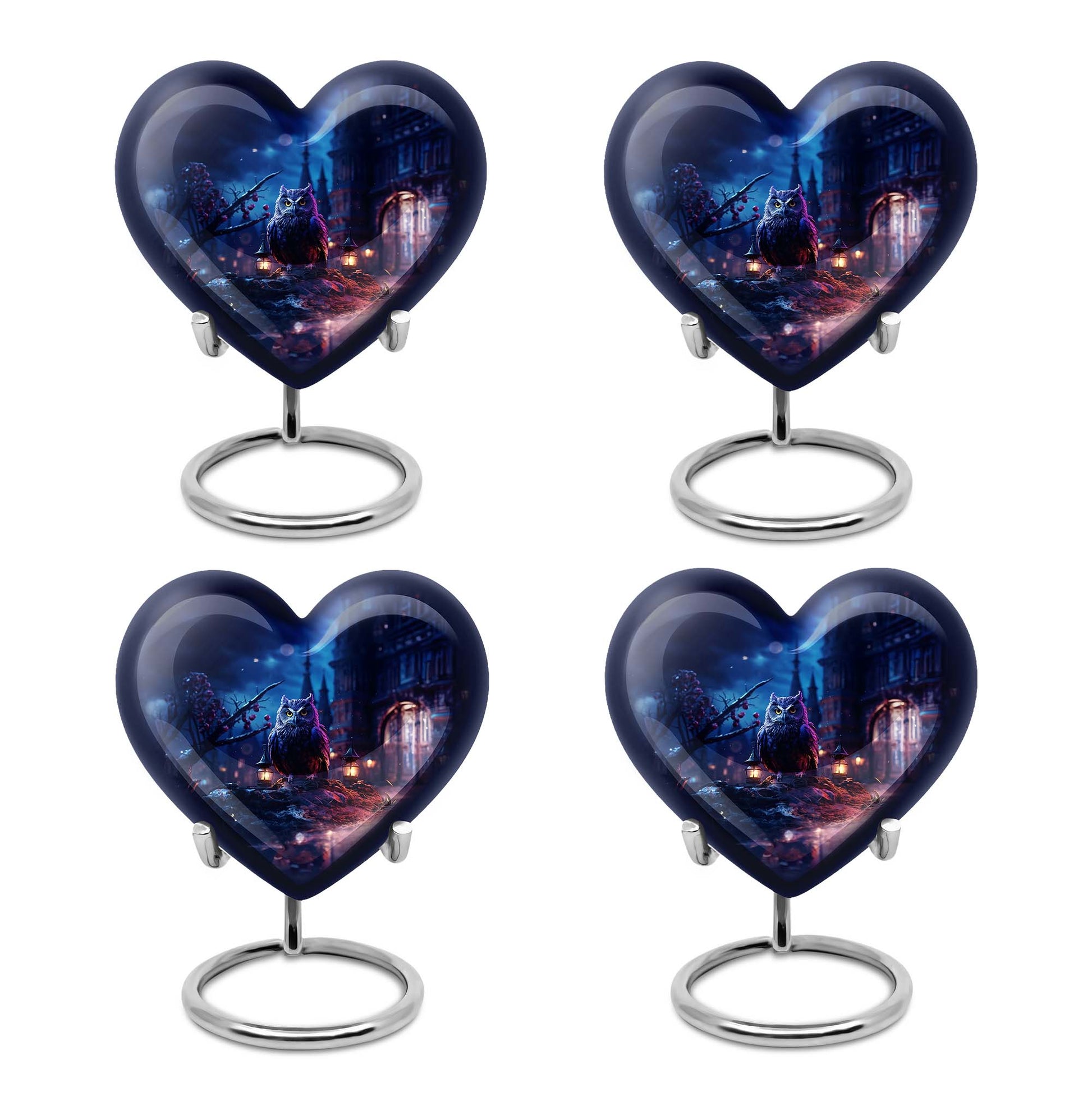 Heart Shape Owl Urn Keepsake Urn Pack of 4