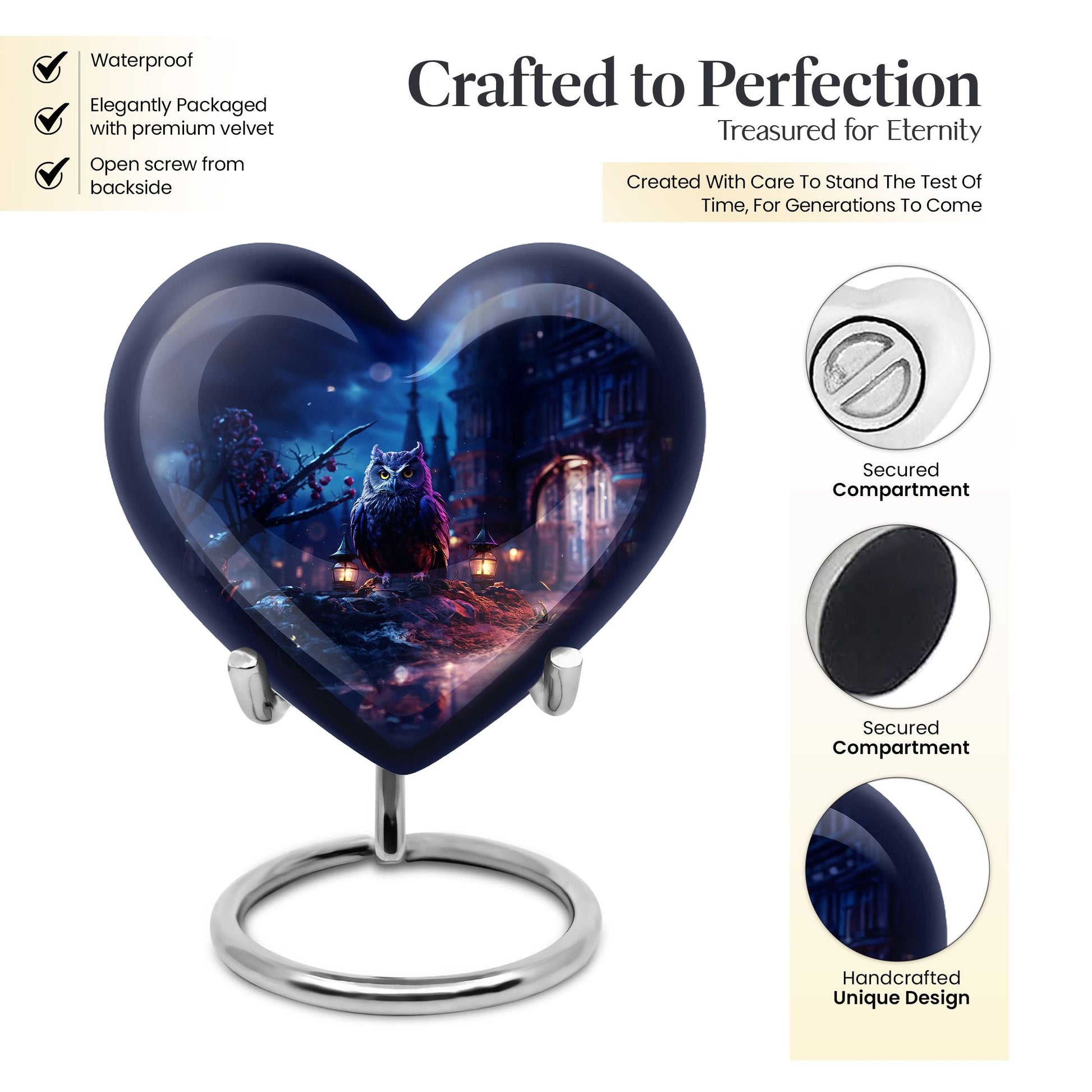 Heart Shape Owl Urn Keepsake 3 Inch