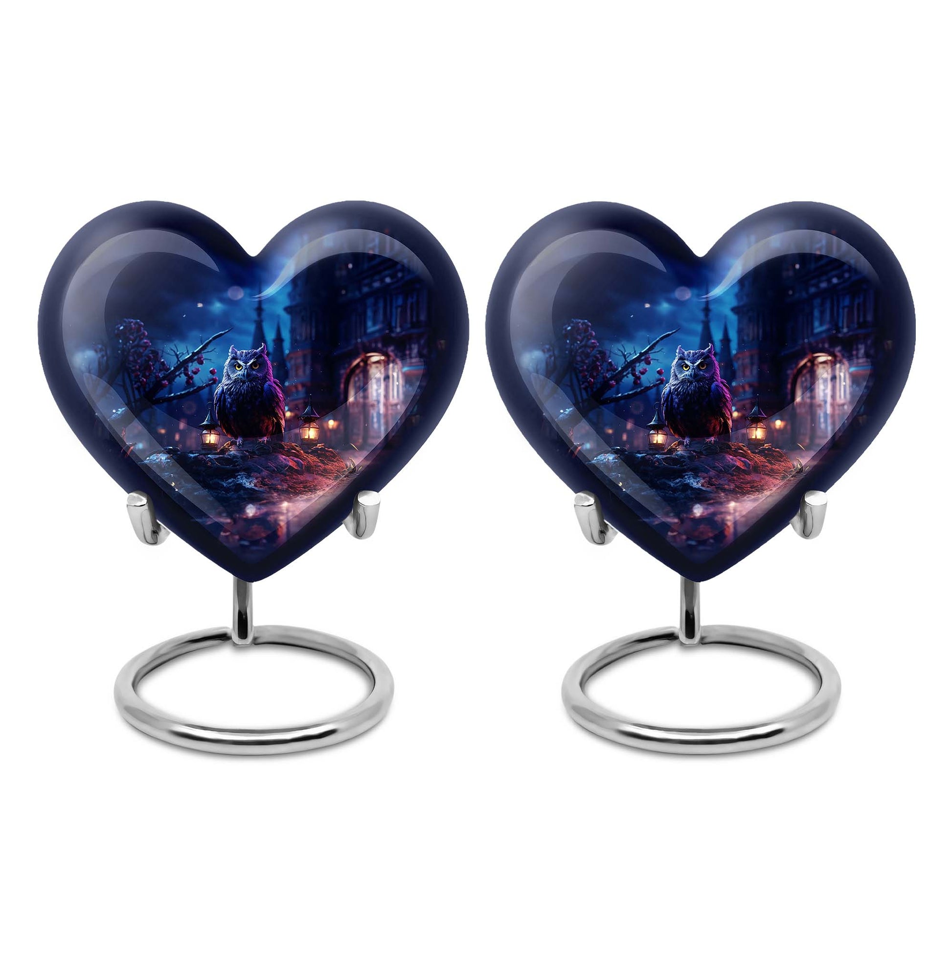 Heart Shape Owl Urn Keepsake Urn Pack of 2