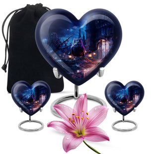 Heart Shape Owl Urn Large Urn With 2 Keepsake Urn