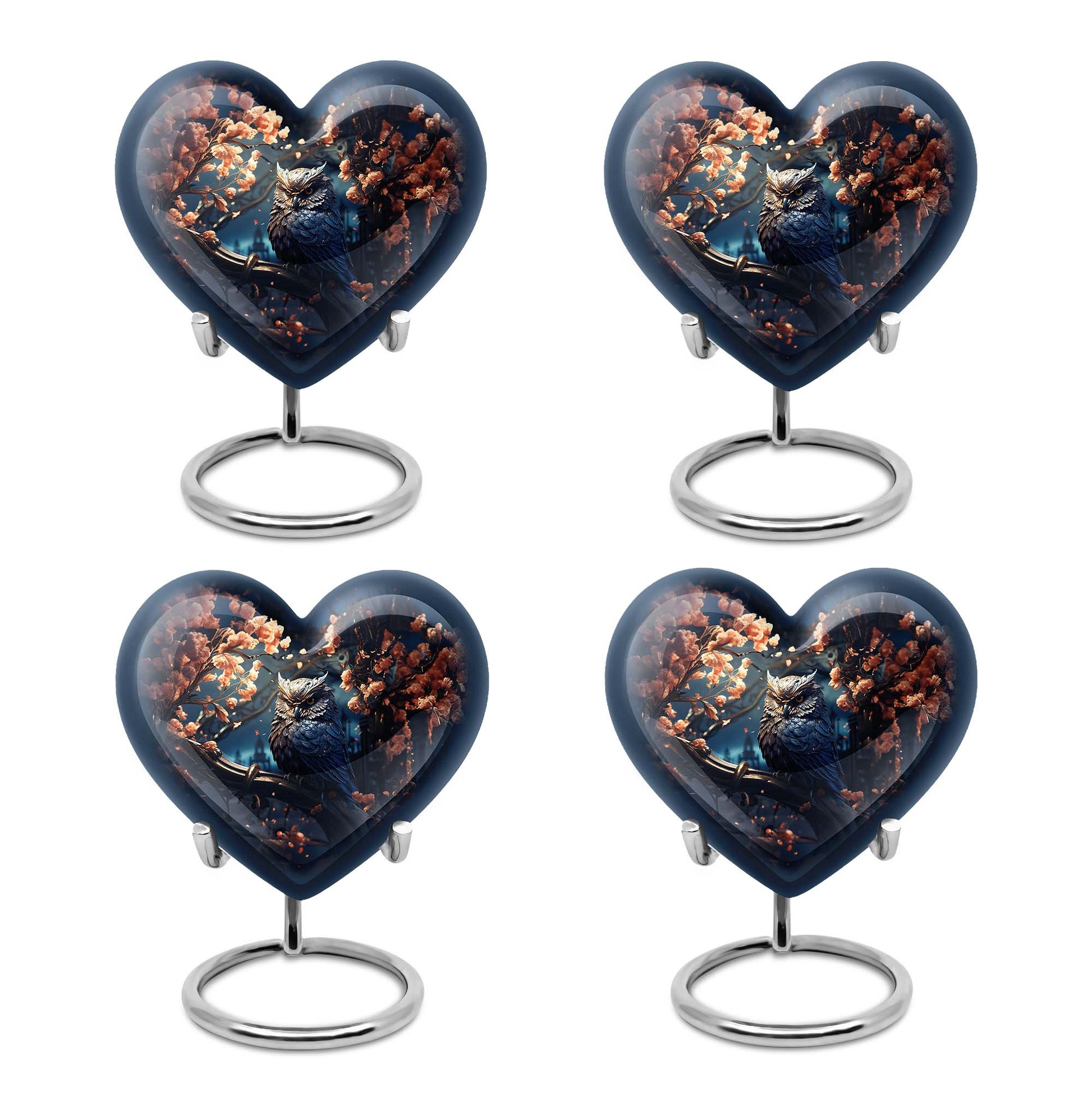 Heart Shape Owl Urn Keepsake Urn Pack of 4