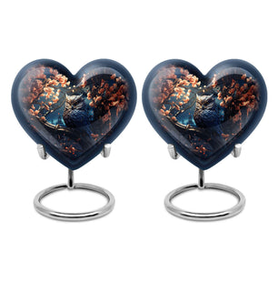 Heart Shape Owl Urn Keepsake Urn Pack of 2