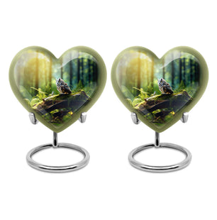Heart Shape Owl Urn Keepsake Urn Pack of 2