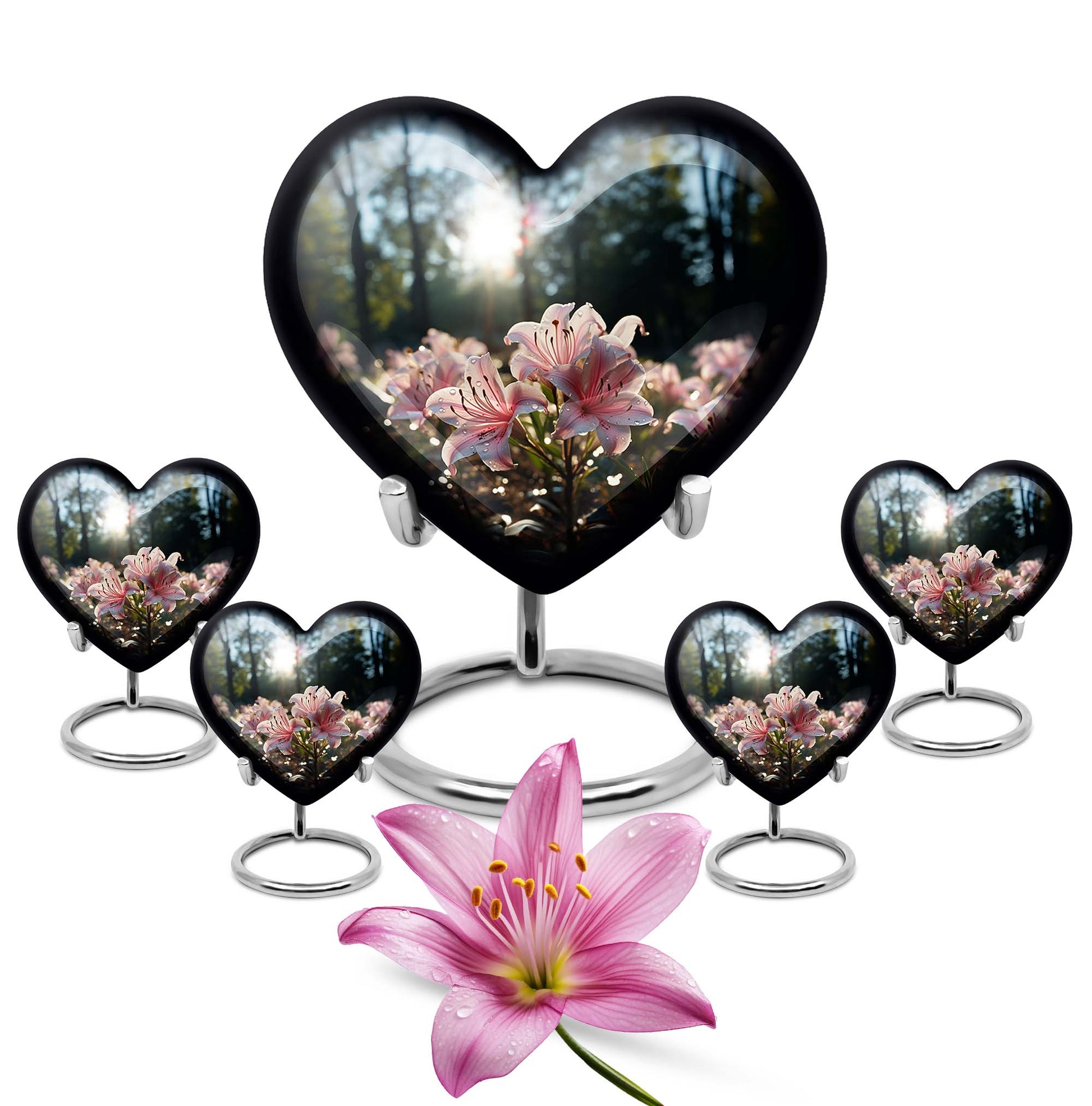 Heart Shape Lilly Urn Large Urn With 4 Keepsake Urn