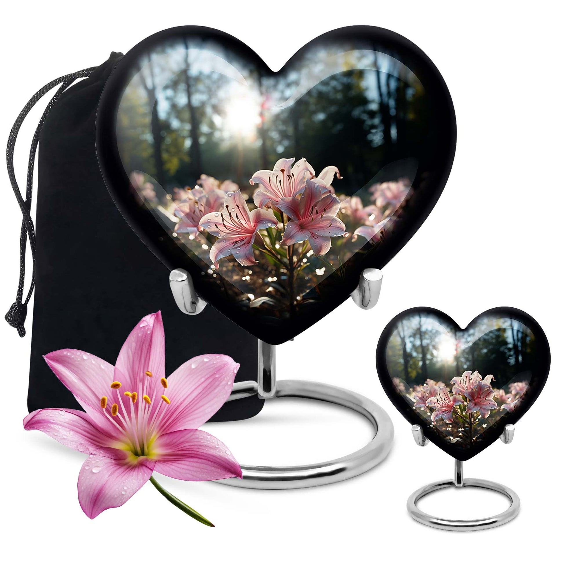 Heart Shape Lilly Urn Large Urn With 1 Keepsake Urn