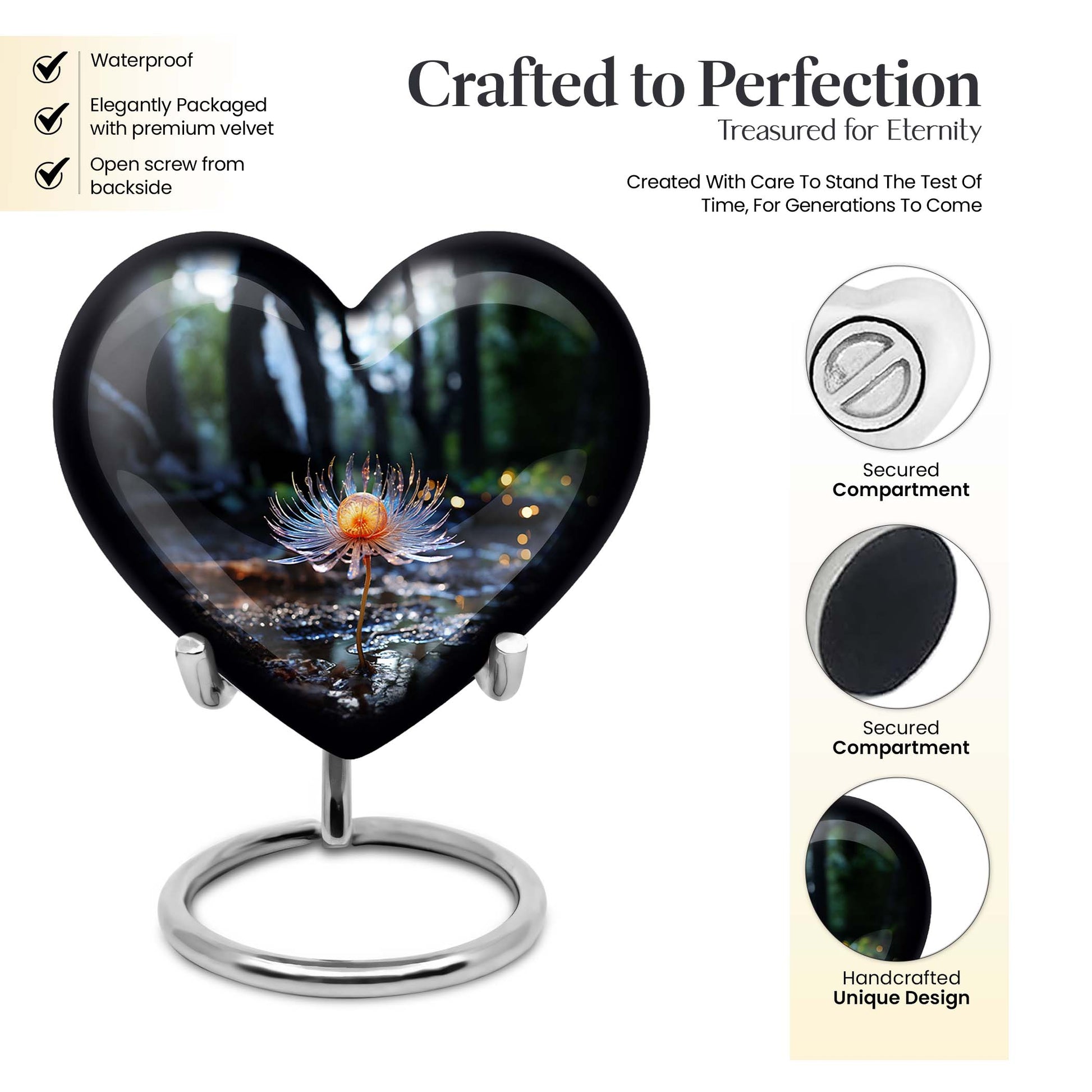 Heart Shape Lilly Urn Keepsake 3 Inch