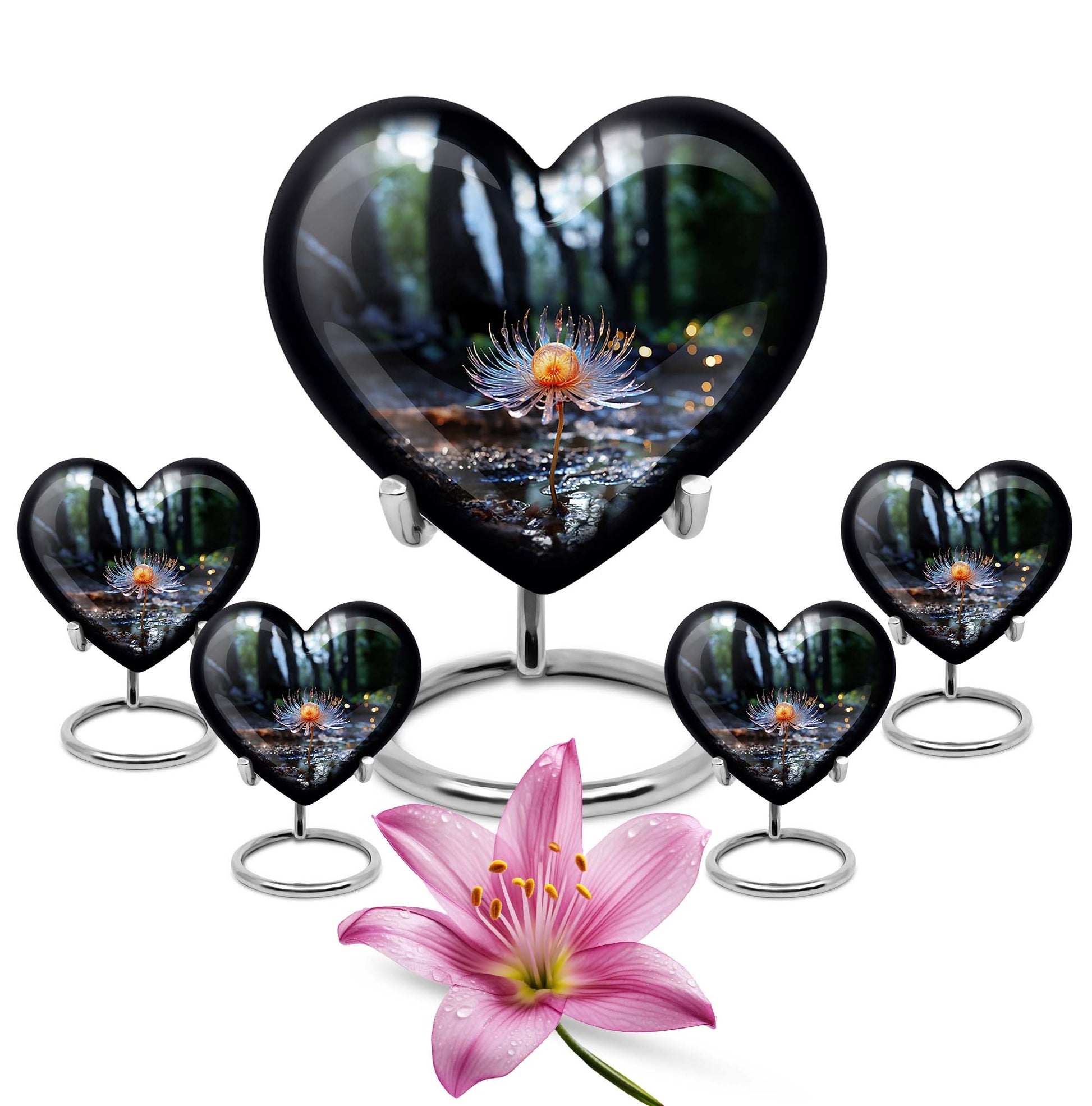 Heart Shape Lilly Urn Large Urn With 4 Keepsake Urn