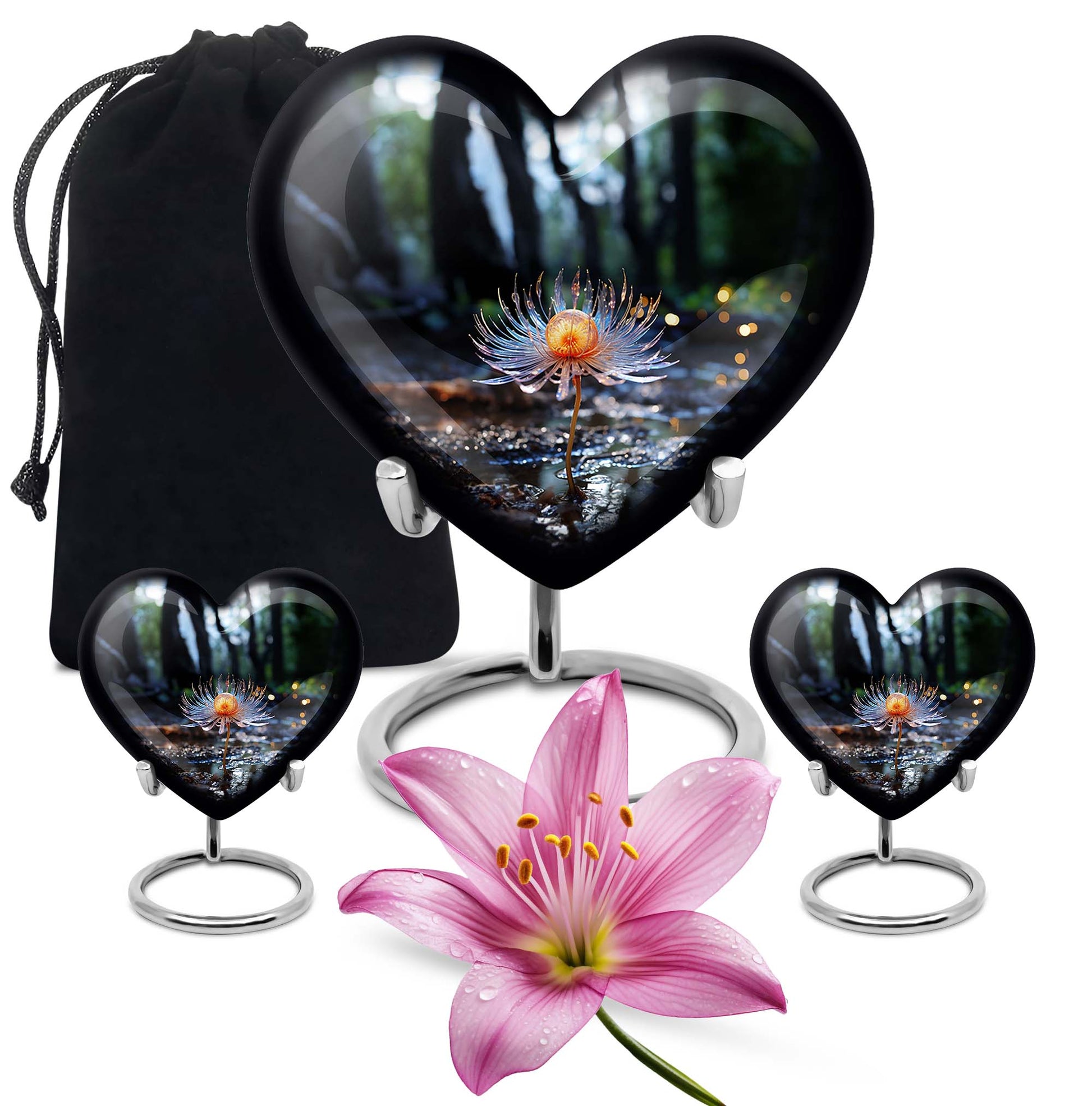Heart Shape Lilly Urn Large Urn With 2 Keepsake Urn