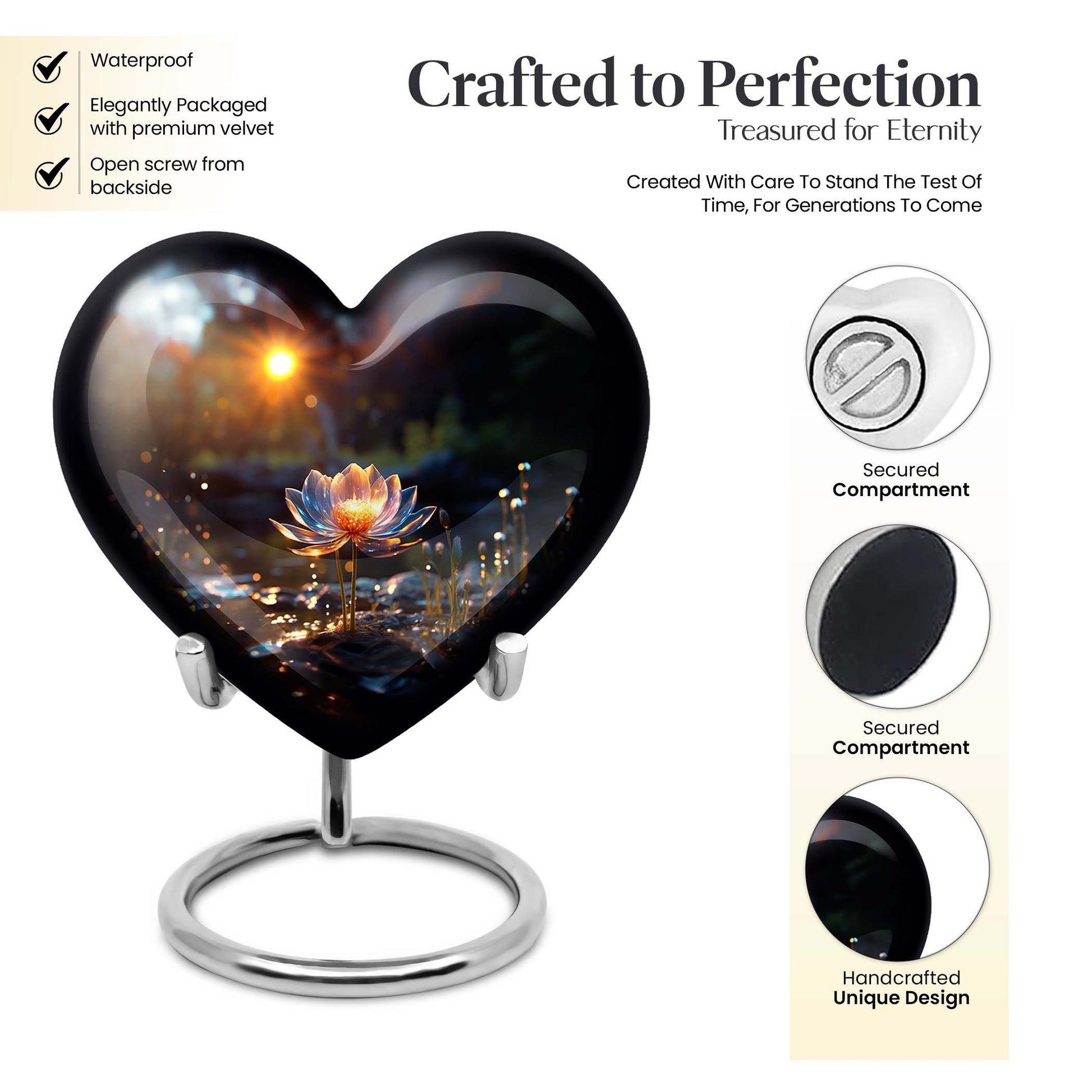 Heart Shape Lilly Urn Keepsake 3 Inch