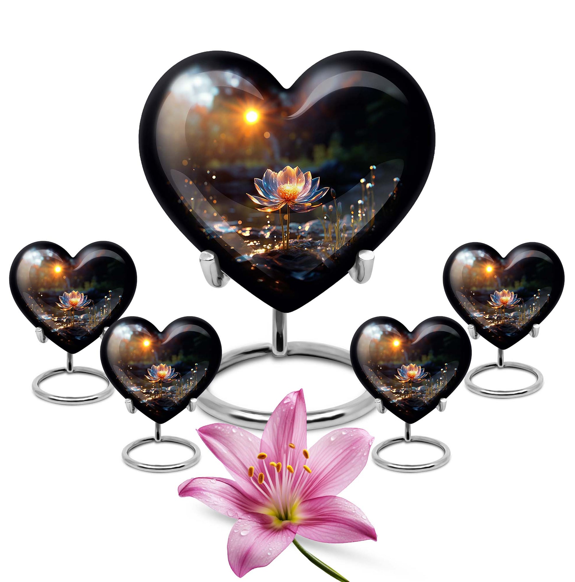 Heart Shape Lilly Urn Large Urn With 4 Keepsake Urn
